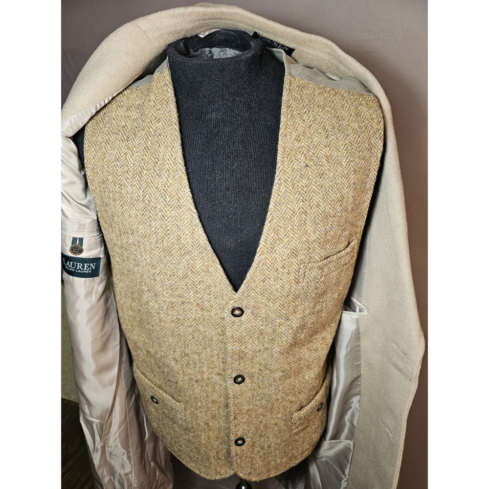 LAUREN RALPH LAUREN WOOL BLEND LONG OVER COAT LB VEST SCARF XL - Picture 6 of 8